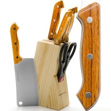 Набор ножей с деревянными ручками, с топором, 7 предметов
