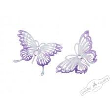 Бабочка "Махаон" лавандовая/розовая искристая со стразами, асс. из 2-х, 13*10 см